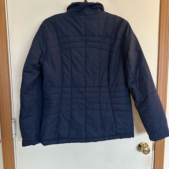 Lands and navy blue quilted puffer jacket ladies medium 10/12 - Picture 2 of 9